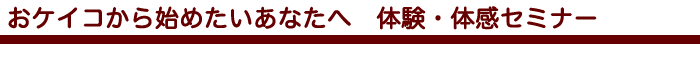 おケイコから始めたいあなたへ 体験講座 体感セミナー
